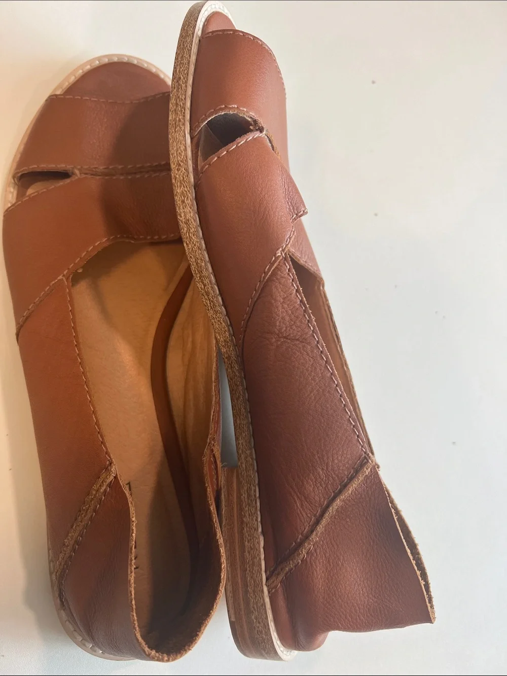 Kelsie Dagger - 10, Open-Toe Brown Women's Sandals, Flats, genuine leather
